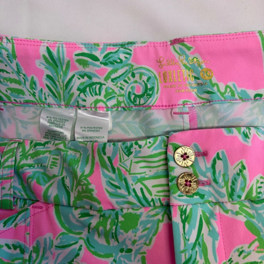 Lilly Pulitzer Luxletic Bettina Shorts Womens 10 Pink Bermuda Mandevilla Baby - Picture 5 of 11